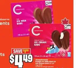 FreshCo Compliments Fudge Ice Milk Bars or Ice Cream Bars 12 pk offer