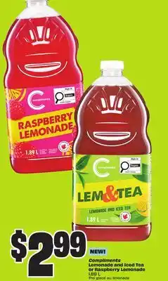 FreshCo Compliments Lemonade and Iced Tea or Raspberry Lemonade 1.89 L offer