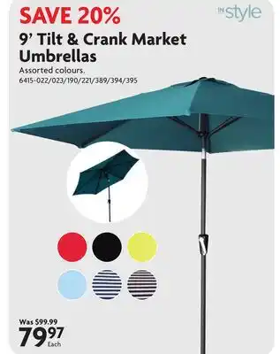 Home Hardware 9' Tilt & Crank Market umbrellas offer