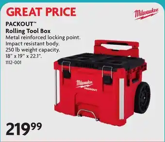 Home Hardware PACKOUT Rolling Tool Box offer