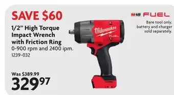 Home Hardware 1/2 High Torque Impact Wrench with Friction Ring offer
