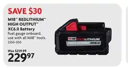 Home Hardware M18 REDLITHIUM HIGH OUTPUT XC6.0 Battery offer