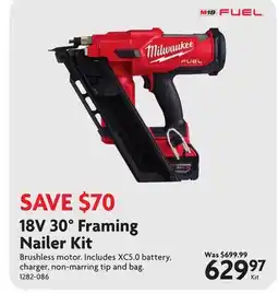 Home Hardware 18V 30° Framing Nailer Kit offer