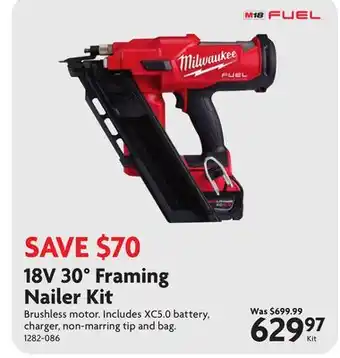 Home Hardware 18V 30° Framing Nailer Kit offer