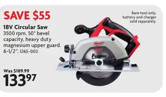 Home Hardware 18V Circular Saw offer