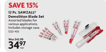 Home Hardware 12 Pc. SAWZALL Demolition Blade Set offer