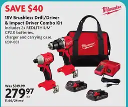 Home Hardware 18V brushless Drill Driver & Impact Driver Combo Kit offer