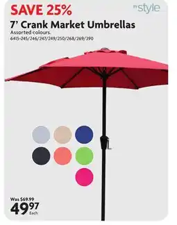 Home Hardware 7' Crank Market Umbrellas offer