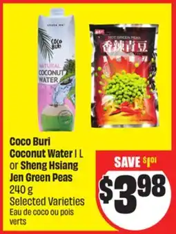 Chalo FreshCo Coco Buri Coconut Water 1 L or Sheng Hsiang Jen Green Peas 240 g Selected Varieties offer