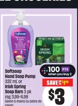 Chalo FreshCo Softsoap Hand Soap Pump 332 mL or Irish Spring Soap Bars 3 pk offer
