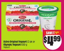 Chalo FreshCo Astro Original Yogourt 12 pk or Olympic Yogourt 650 g offer