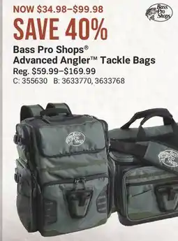 Cabela's Bass Pro Shops Advanced Angler Tackle Bags offer