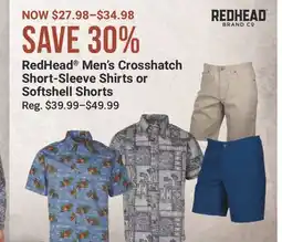Cabela's RedHead Men's Crosshatch Short-Sleeve Shirts or Softshell Shorts offer