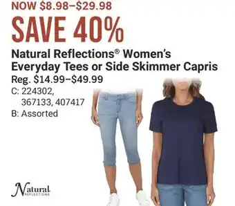 Cabela's Natural Reflections Women's Everyday Tees or Side Skimmer Capris offer