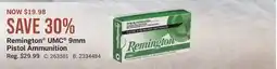 Cabela's Remington UMC 9mm Pistol Ammunition offer