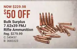 Cabela's Bulk Surplus 7.62x39 FMJ Rifle Ammunition offer