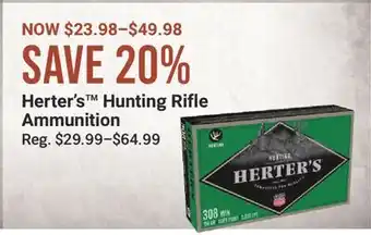 Cabela's Herter's Hunting Rifle Ammunition offer