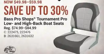 Cabela's Bass Pro Shops Tournament Pro Low-and High-Back Boat Seats offer