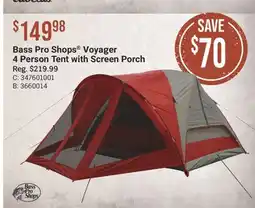 Cabela's Bass Pro Shops Voyager 4 Person Tent with Screen Porch offer