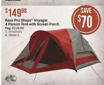 Cabela's Bass Pro Shops Voyager 4 Person Tent with Screen Porch offer