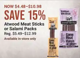 Cabela's Atwood Meat Sticks or Salami Packs offer