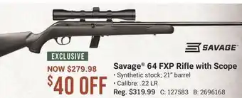 Cabela's Savage 64 FXP Rifle with Scope offer