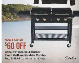 Cabela's Cabela's Deluxe 4-Burner Event Grill and Griddle Combo offer