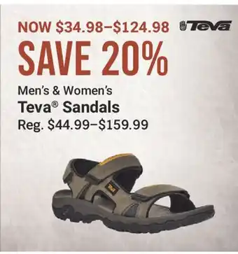 Cabela's Men's & Women's Teva Sandals offer