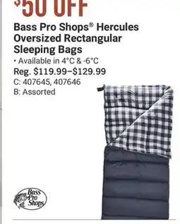 Cabela's Bass Pro Shops Hercules Oversized Rectangular Sleeping Bags offer