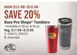 Cabela's Bass Pro Shops Tumblers offer