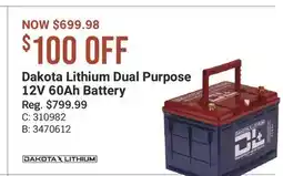Cabela's Dakota Lithium Dual Purpose 12V 60Ah Battery offer
