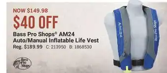 Cabela's Bass Pro Shops AM24 Auto/Manual Inflatable Life Vest offer