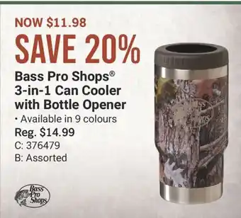 Cabela's Bass Pro Shops 3-in-1 Can Cooler with Bottle Opener offer