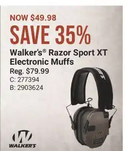 Cabela's Walker's Razor Sport XT Electronic Muffs offer