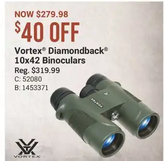 Cabela's Vortex Diamondback 10x42 Binoculars offer