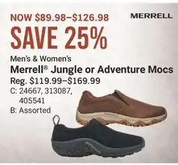Cabela's Merrell Jungle or Adventure Mocs offer