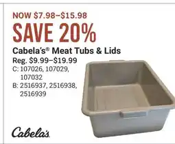 Cabela's Cabela's Meat Tubs & Lids offer
