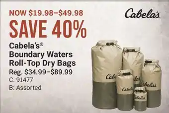 Cabela's Cabela's Boundary Waters Roll-Top Dry Bags offer