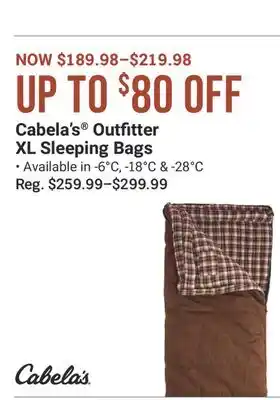 Cabela's Cabela's Outfitter XL Sleeping Bags offer