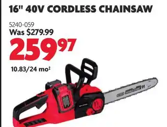 Home Hardware BENCHMARK 16 40V CORDLESS CHAINSAW offer