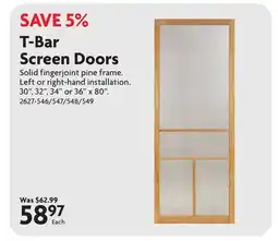 Home Hardware T-Bar Screen Doors offer