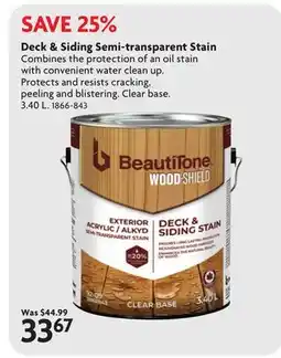 Home Hardware Acrylic Alkyd Deck & Siding Stain - Semi-Transparent Clear Base, 3.4 L offer