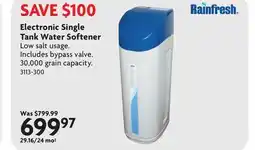 Home Hardware RAINFRESH Electronic Single Tank Water Softener offer