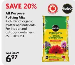 Home Hardware MIRACLE-GRO All Purpose Potting Mix offer