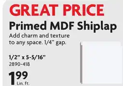 Home Hardware Primed MDF Shiplap offer