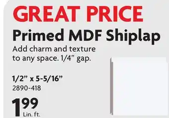 Home Hardware Primed MDF Shiplap offer