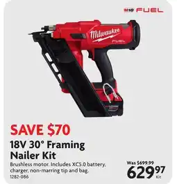 Home Hardware 18V 30° Framing Nailer Kit offer