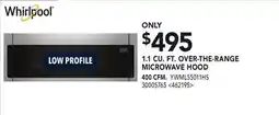 RONA WHIRLPOOL 1.1 CU. FT. OVER-THE-RANGE MICROWAVE HOOD 400 CFM offer