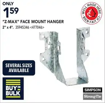 RONA SIMPSON STRONG-TIE Z-MAX FACE MOUNT HANGER offer