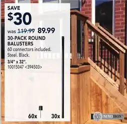 RONA 30-PACK ROUND BALUSTERS 3/4 x 32 offer